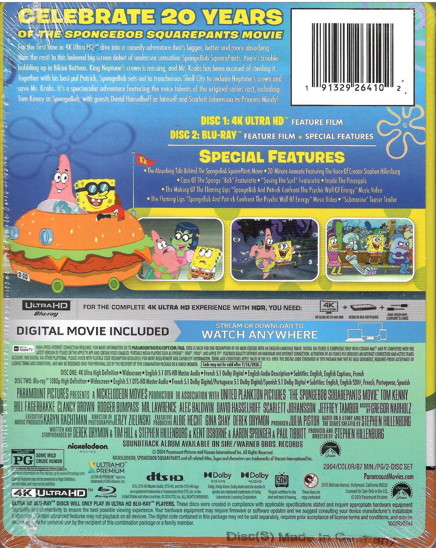 The Spongebob Squareparts The Movie 4K SteelBook