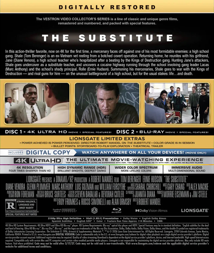 The Substitute 4K: Vestron Collector's Series #37 (1996)(Exclusive)