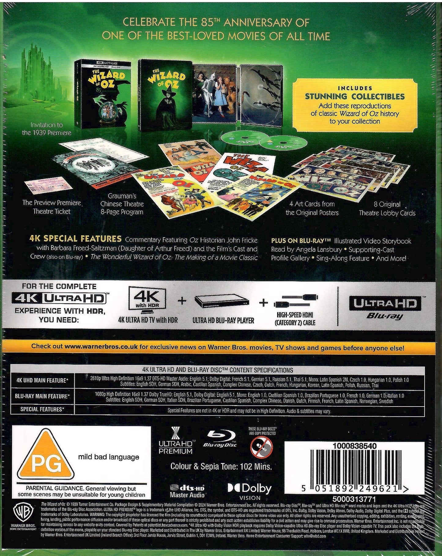 The Wizard of Oz 4K Full Slip SteelBook: Theatre Edition (UK)