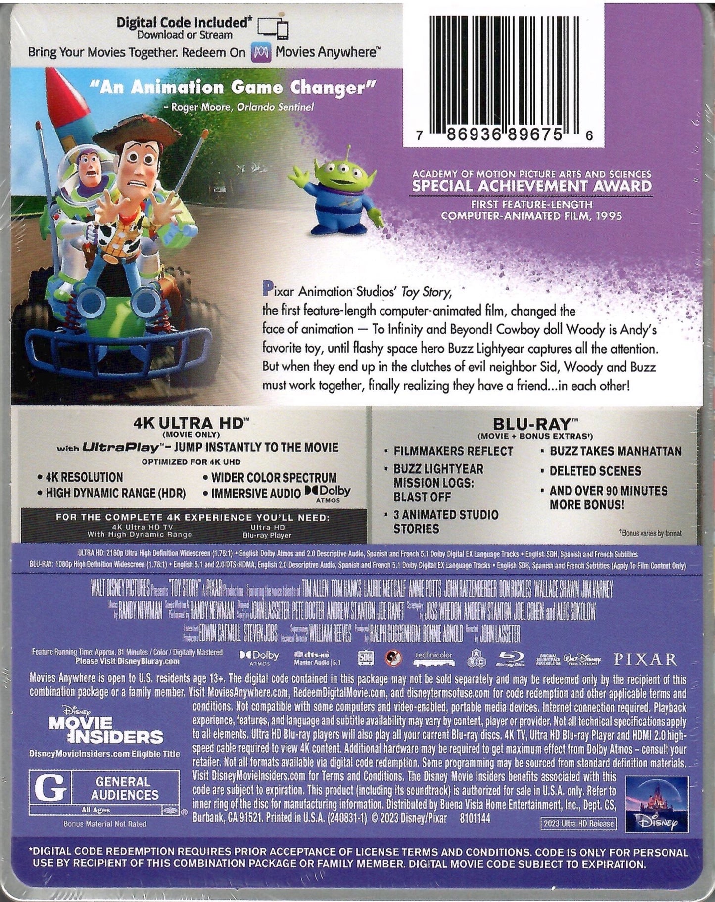 Toy Story 4K SteelBook: Disney 100th Anniversary Edition (1995)(Exclusive)