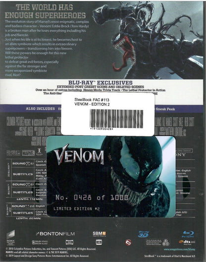 Venom 3D & 4K XL 1-Click SteelBook Maniacs Box Set (2018)(FAC#113)(Czech)