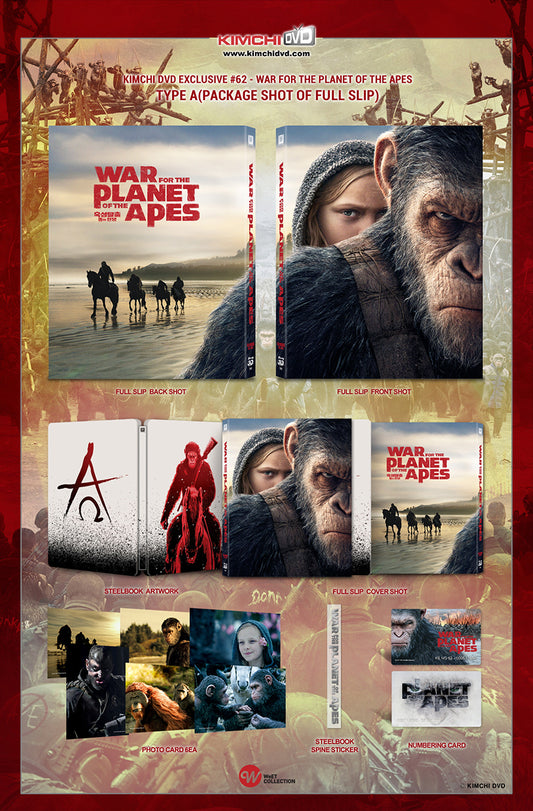 War For the Planet of the Apes 3D Full Slip SteelBook (KE#62)(Korea)