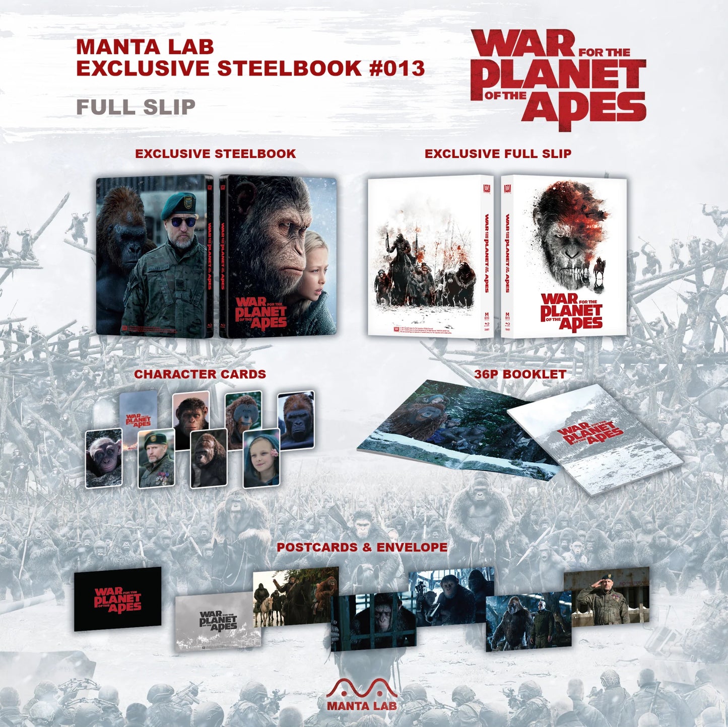 War For the Planet of the Apes 3D & 4K 1-Click SteelBook (ME#13)(Hong Kong)