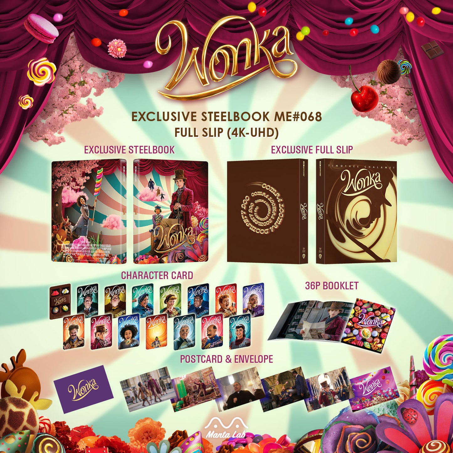 Wonka 4K Full Slip SteelBook (ME#68)(2023)(Hong Kong)