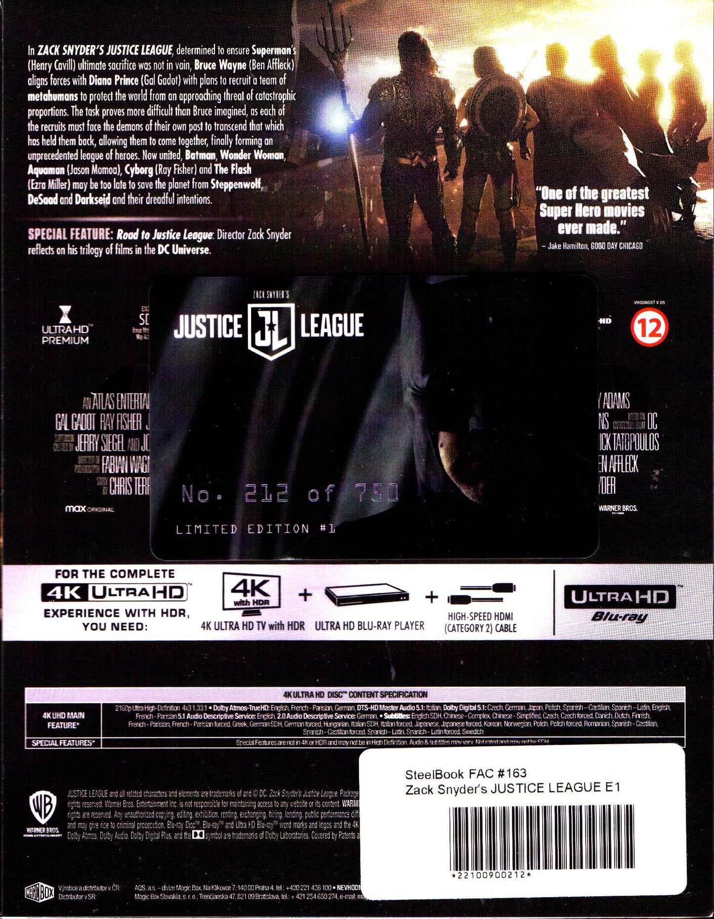 Zack Snyder's Justice League 4K XL Lenticular SteelBook (FAC#163)(2017)(Czech)