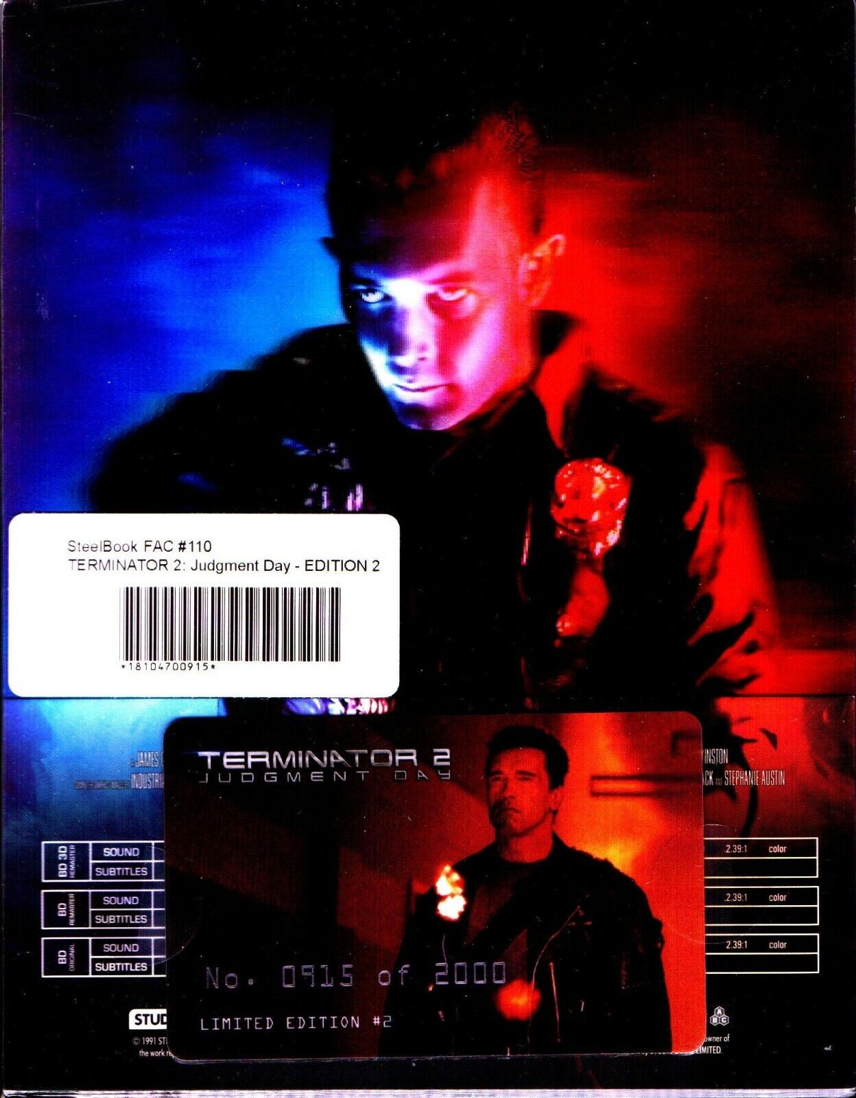 Terminator 2: Judgment Day 3D XL Double Lenticular SteelBook (1991)(FAC#110)(Czech)